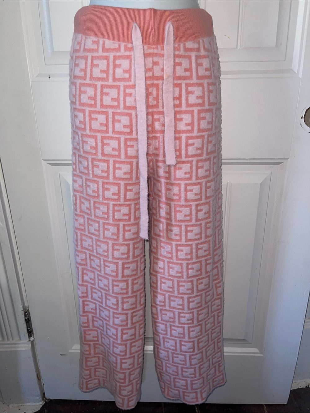 FF Women's Pink Patterned Knit Wide-Leg Pants